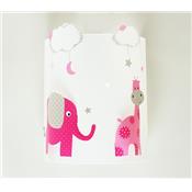 Appique murale Elephant rose et girafe